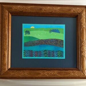 Solid Wood Hillside Intricate Framed Picture